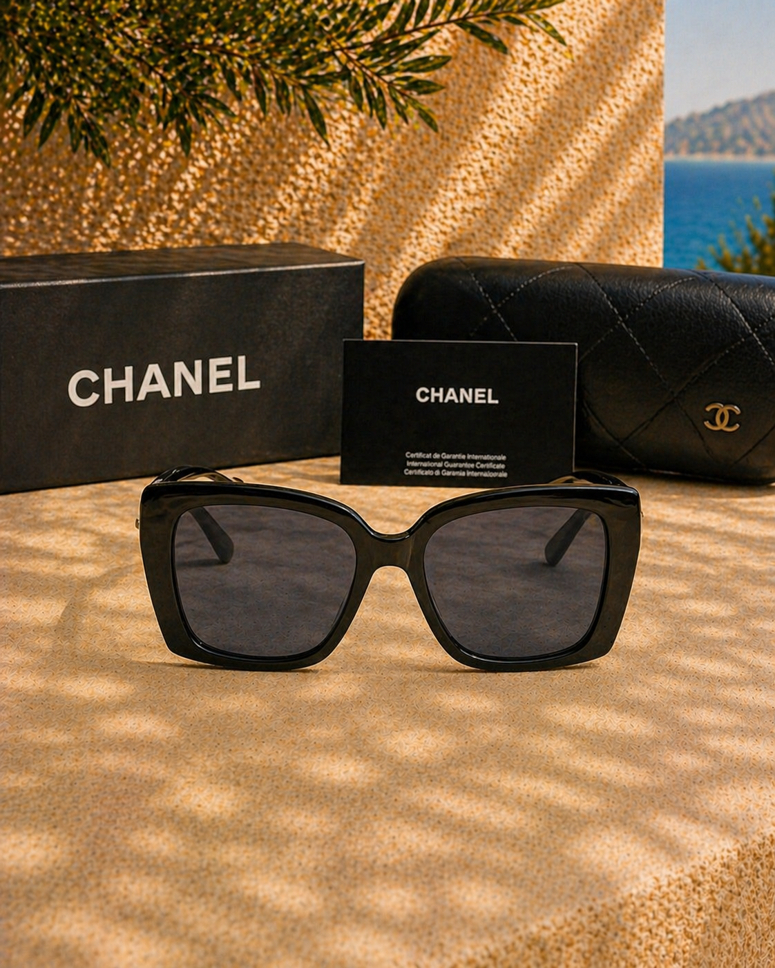 Chanel Kare Güneş Gözlüğü Siyah Polarize Camlı