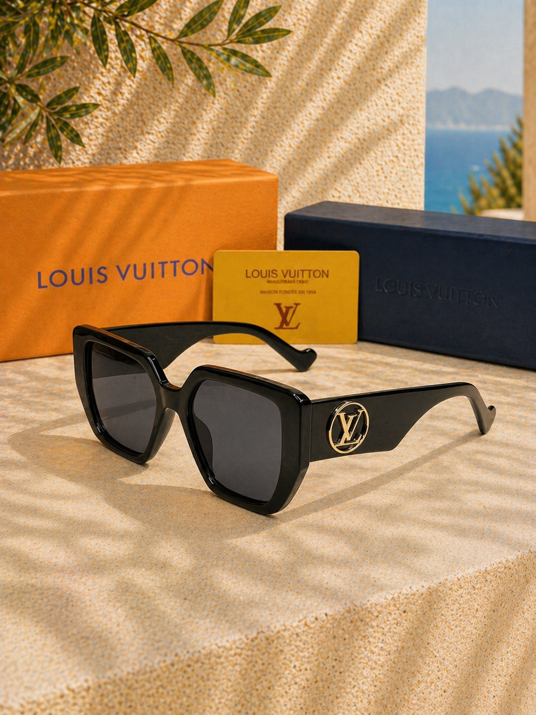 Louis Vuitton Louis Vuitton LV Initials Logolu Siyah Kare Kadın Güneş Gözlüğü