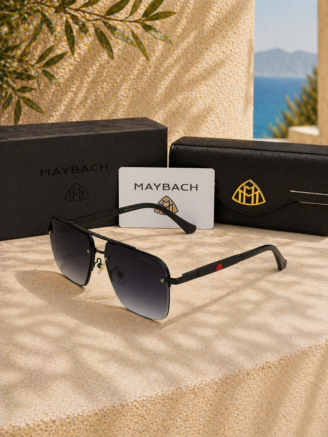 Maybach Rimless Dikdörtgen Unisex Güneş Gözlüğü