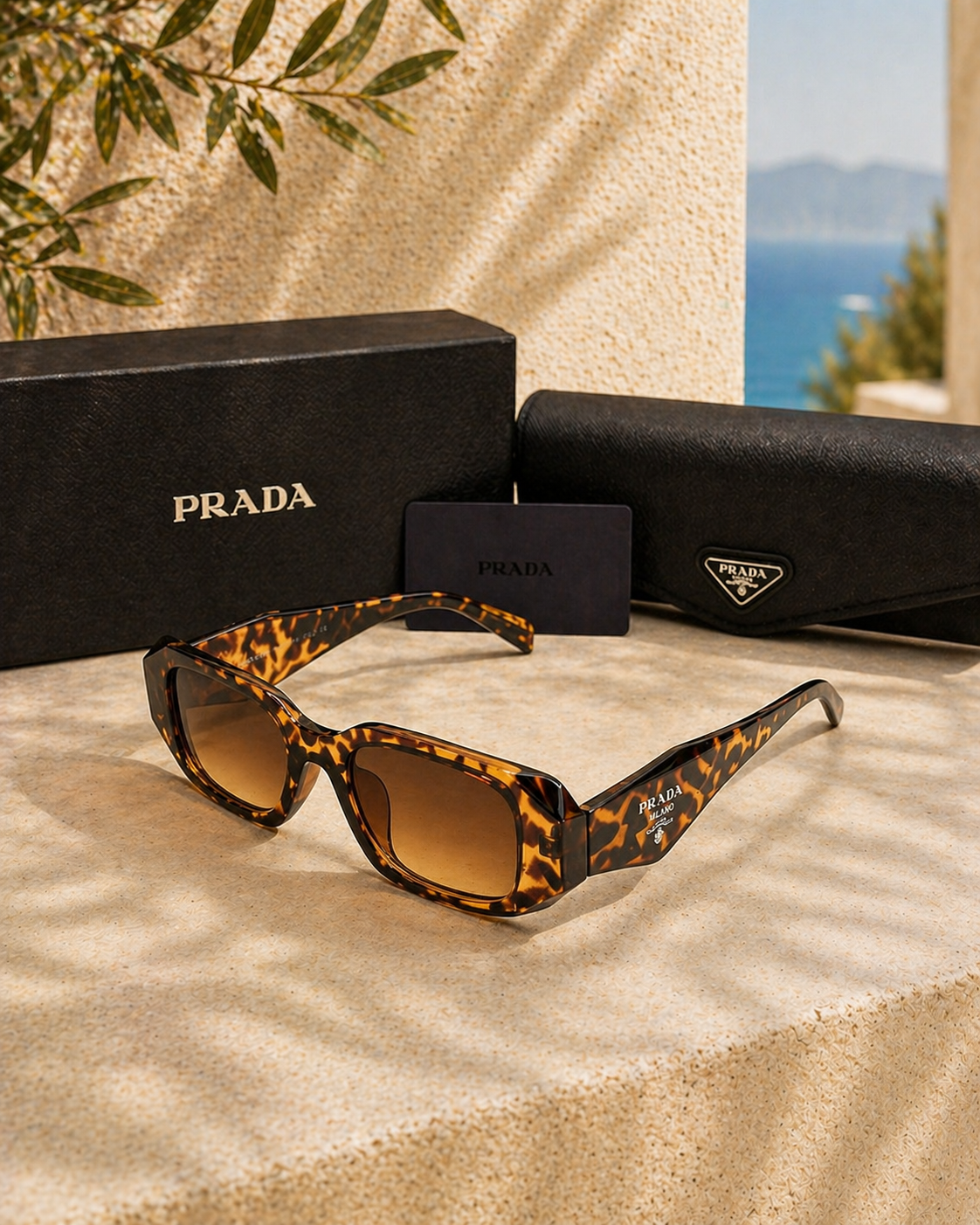 Prada Prada PR 17WS Tortoise Dikdörtgen Kadın Güneş Gözlüğü