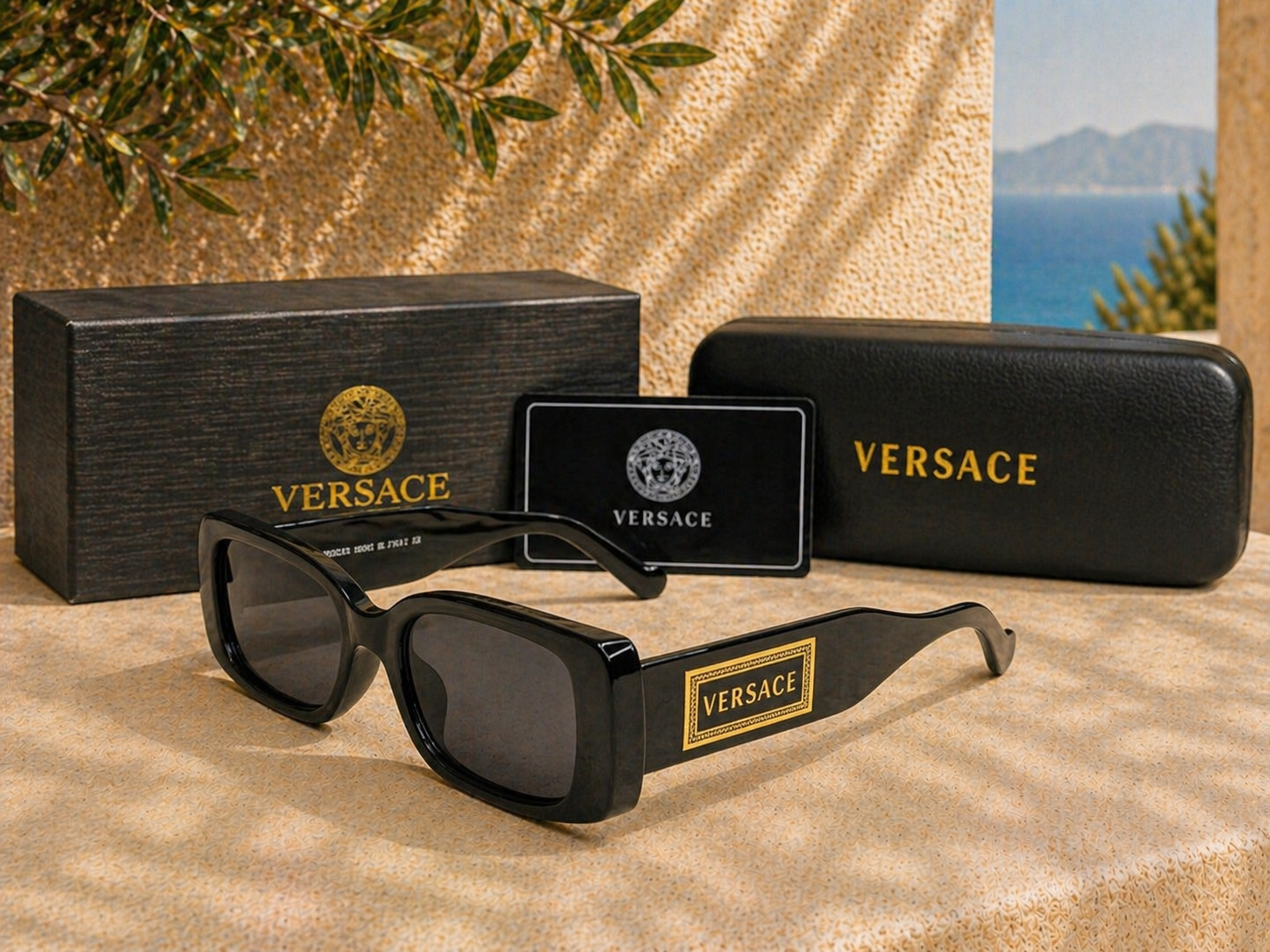 Versace Versace Altın Logolu Siyah Kadın Güneş Gözlüğü