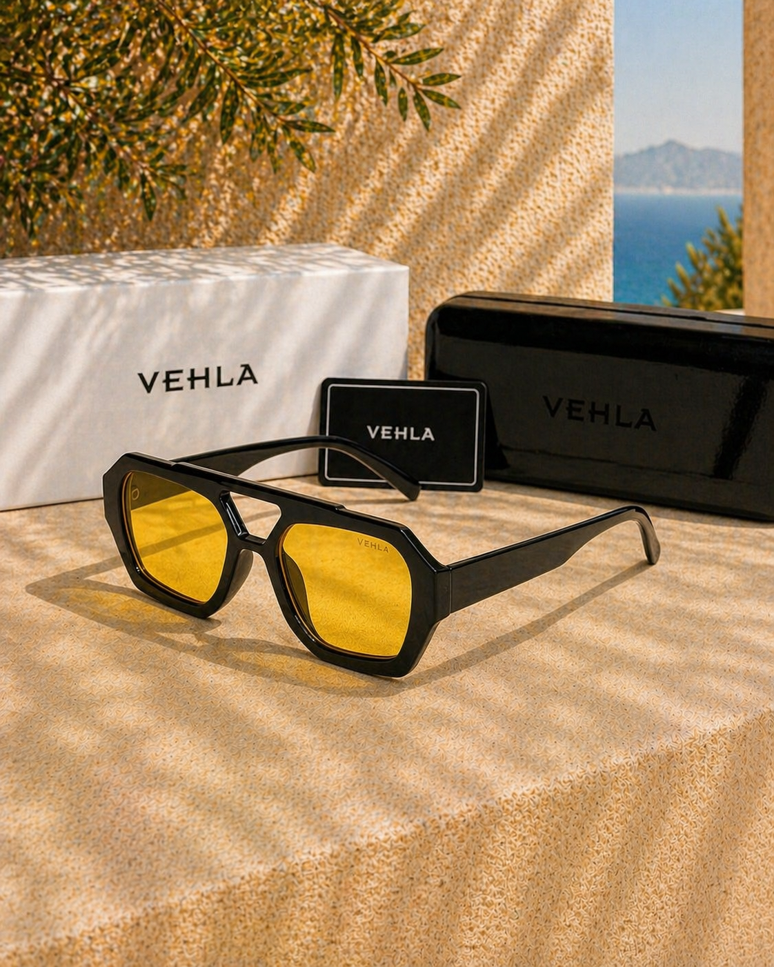 Vehla Vehla River Sarı Camlı Geometrik Unisex Güneş Gözlüğü