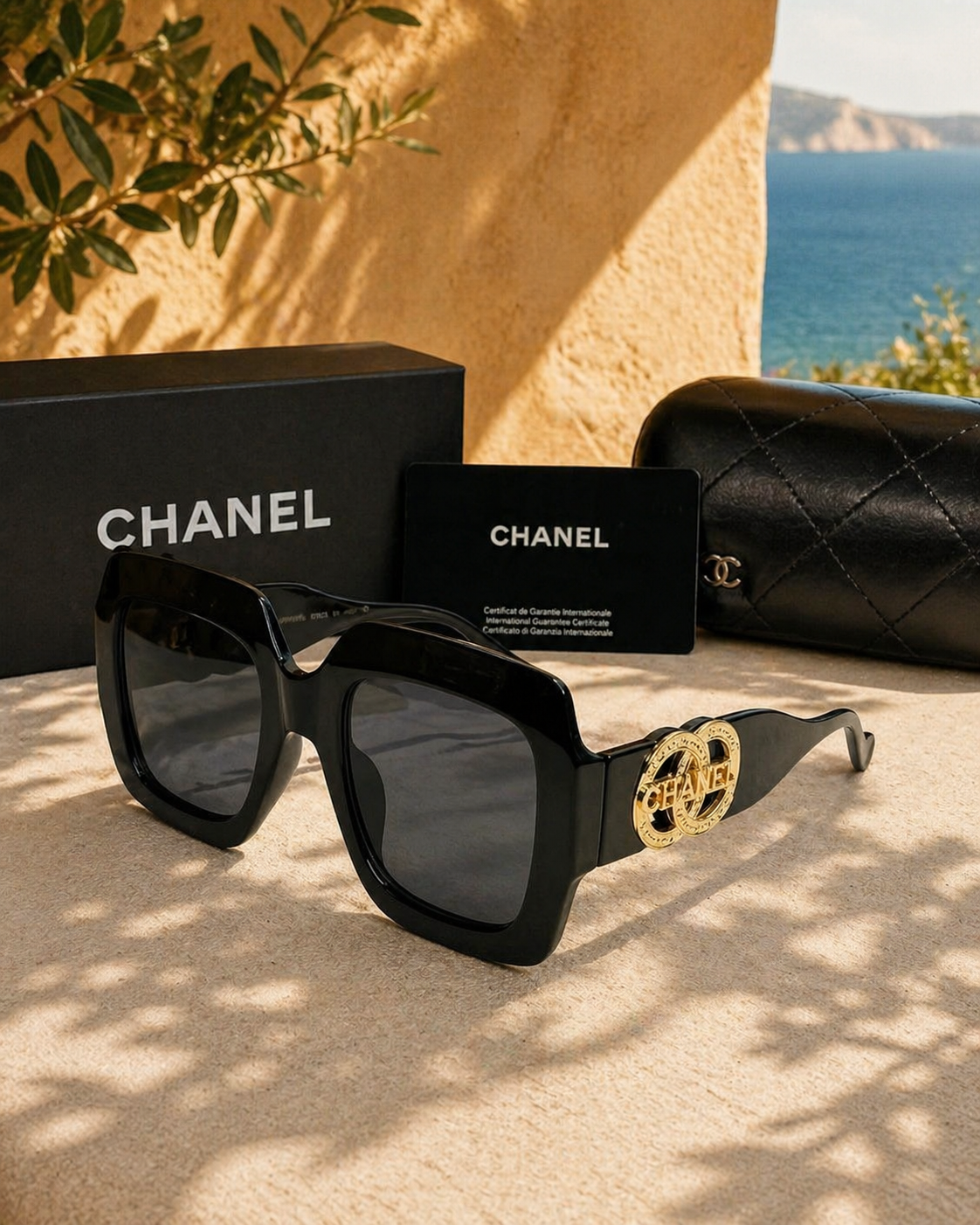 Chanel Chanel Siyah Dörtgen Kadın Güneş Gözlüğü