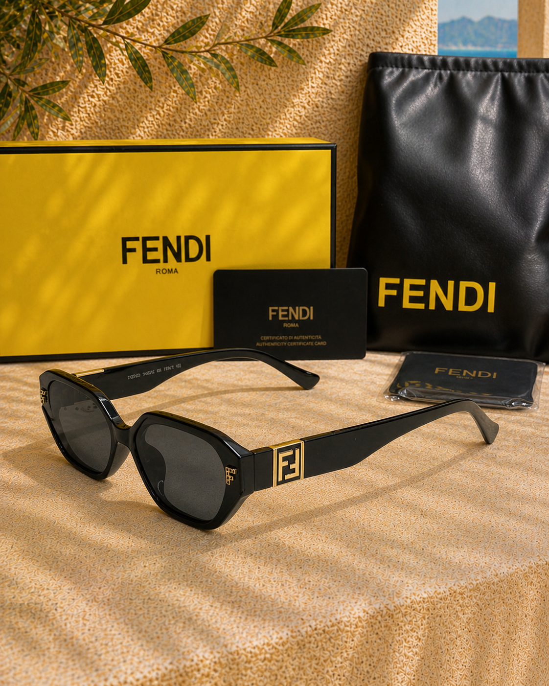 Fendi Fendi Roma Logolu Siyah Asetat Kadın Güneş Gözlüğü