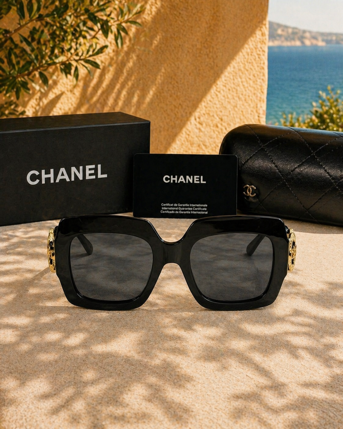 Chanel Chanel Siyah Dörtgen Kadın Güneş Gözlüğü