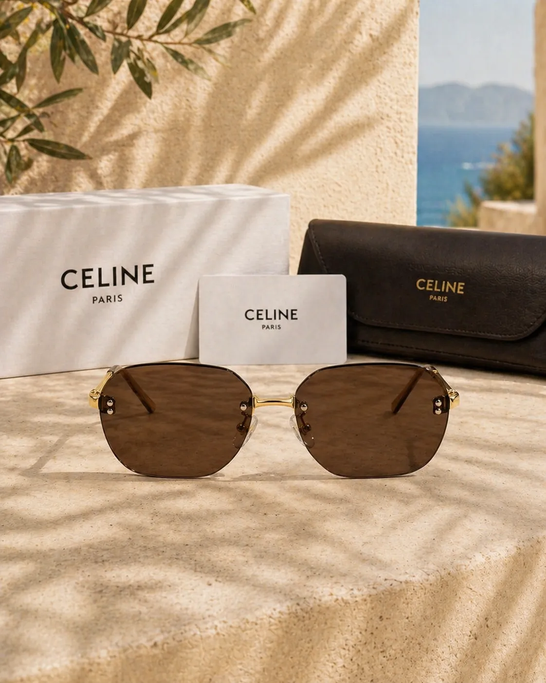Celine Celine Altın Metal Çerçeveli Siyah Camlı Kadın Güneş Gözlüğü