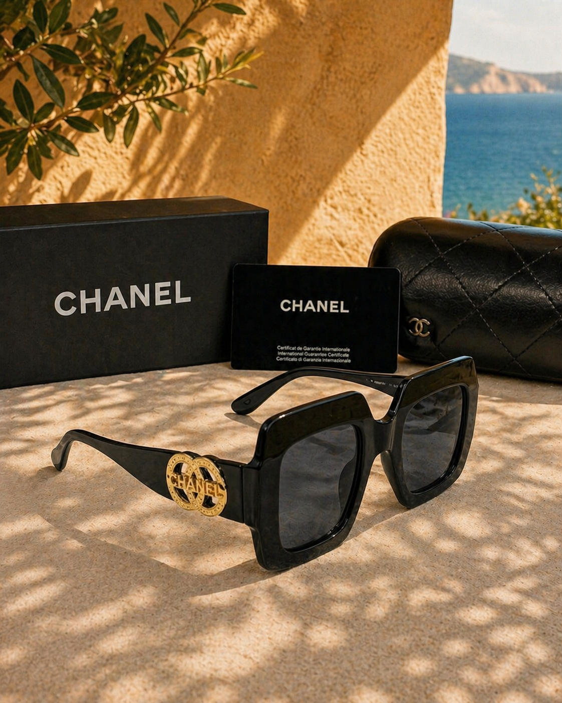 Chanel Chanel Siyah Dörtgen Kadın Güneş Gözlüğü