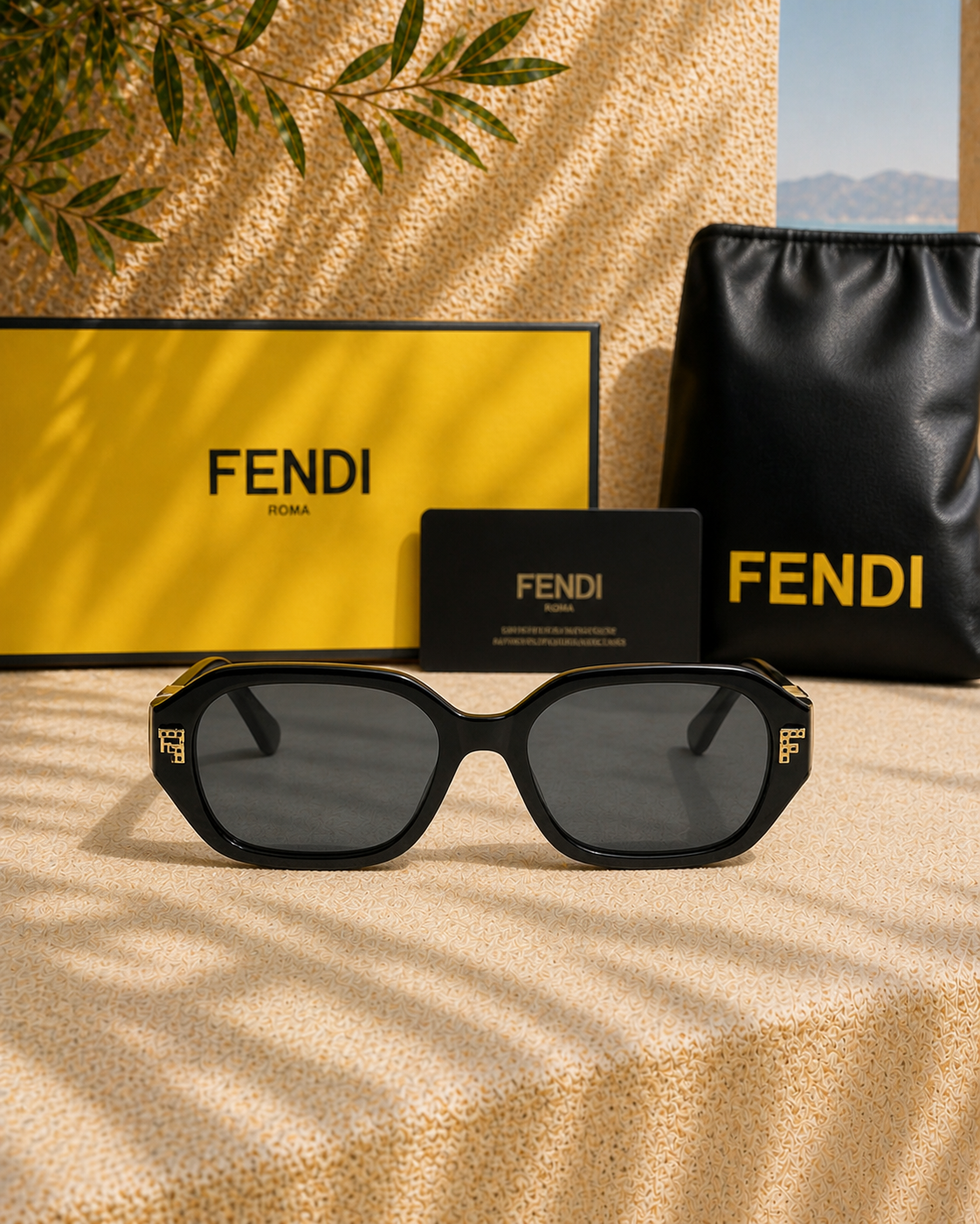 Fendi Roma Logolu Siyah Asetat Kadın Güneş Gözlüğü