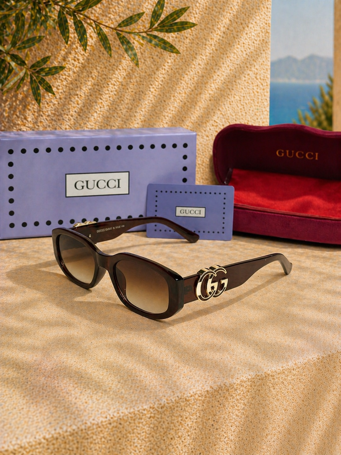 Gucci Double G Logolu Tortoise Kadın Güneş Gözlüğü