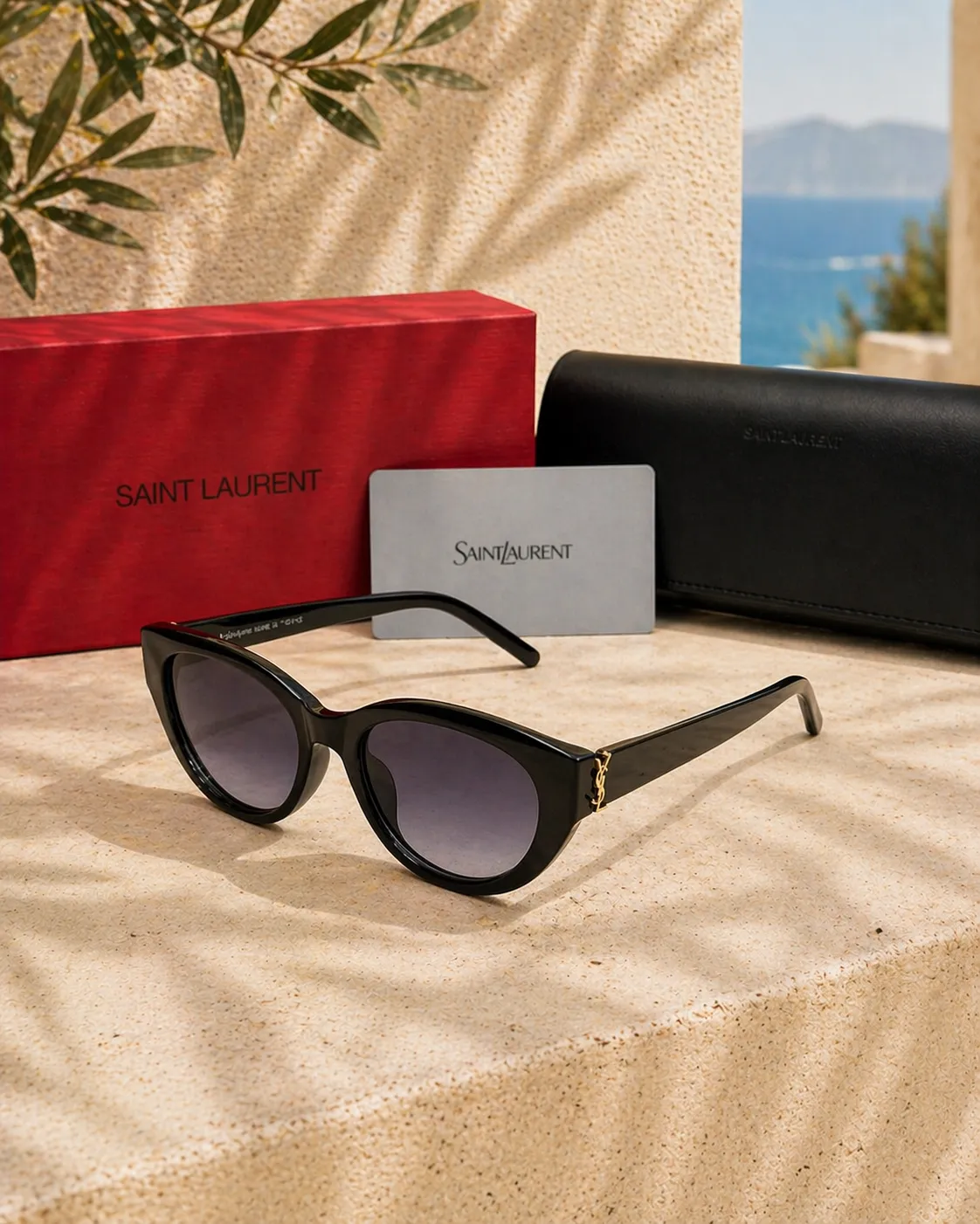 Saint Laurent Saint Laurent SL M115 002 YSL Logolu Cat-Eye Kadın Güneş Gözlüğü