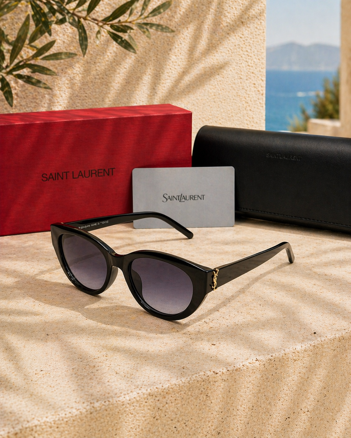 Saint Laurent Saint Laurent SL M115 002 YSL Logolu Cat-Eye Kadın Güneş Gözlüğü