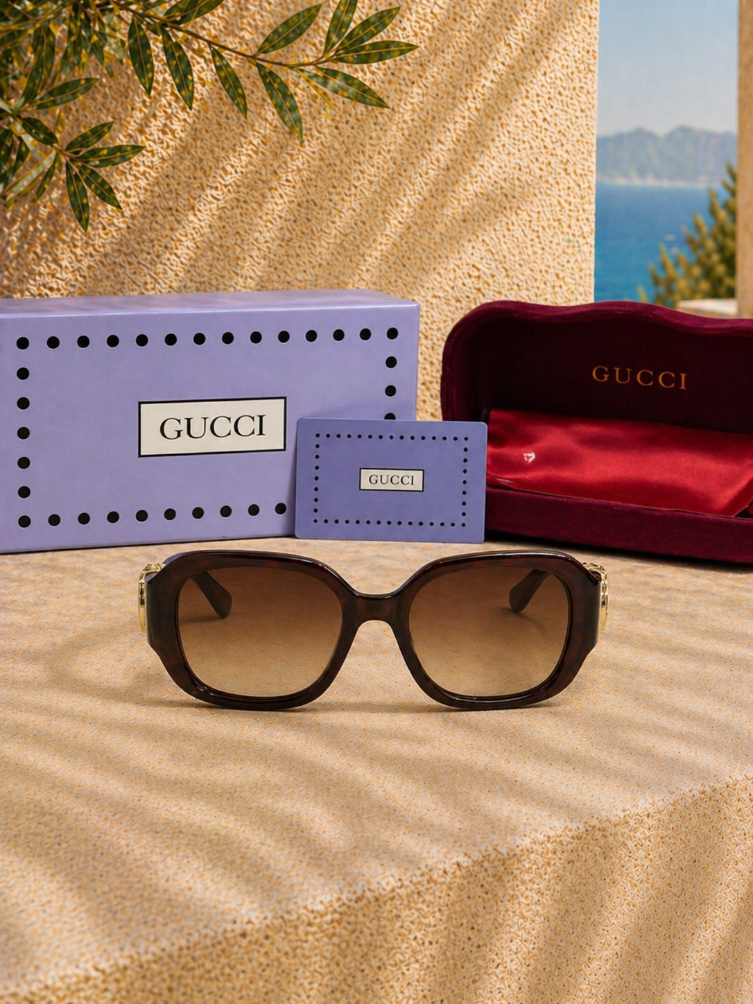 Gucci Gucci Double G Logolu Tortoise Kadın Güneş Gözlüğü