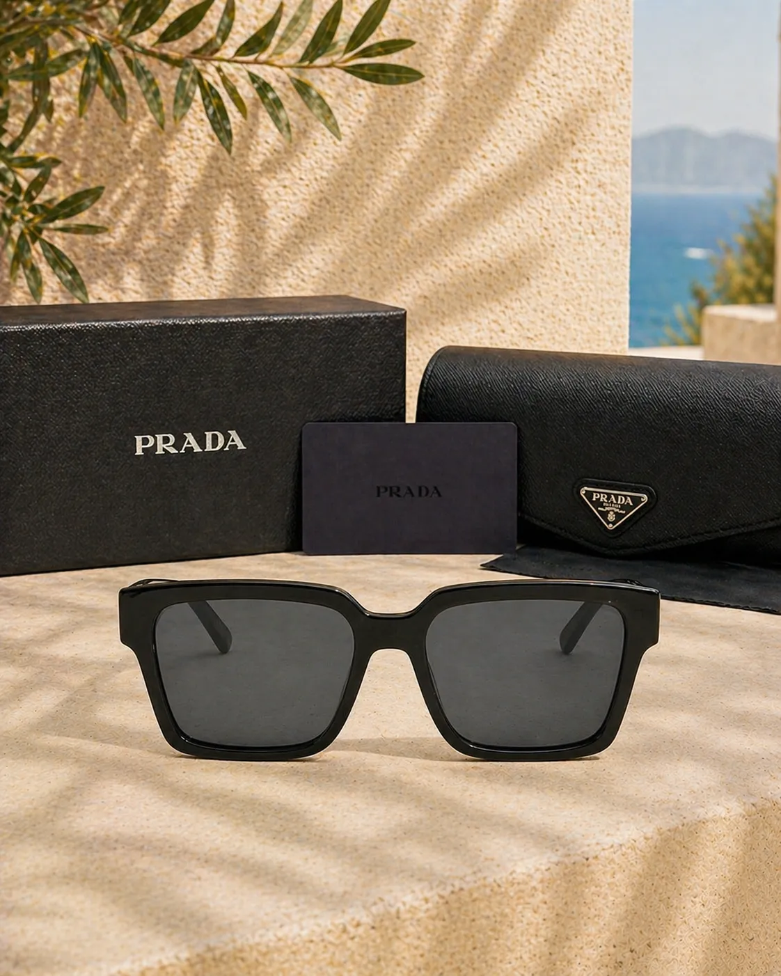 Prada Prada PR 24ZS 1AB5S0 56 Siyah Geometrik Kadın Güneş Gözlüğü
