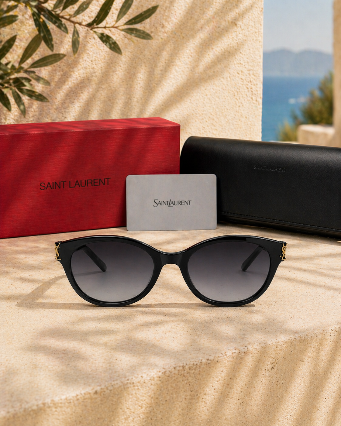 Saint Laurent SL M115 002 YSL Logolu Cat-Eye Kadın Güneş Gözlüğü