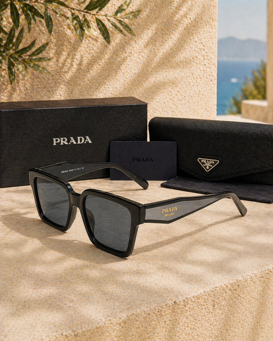 Prada Prada PR 24ZS 1AB5S0 56 Siyah Geometrik Kadın Güneş Gözlüğü