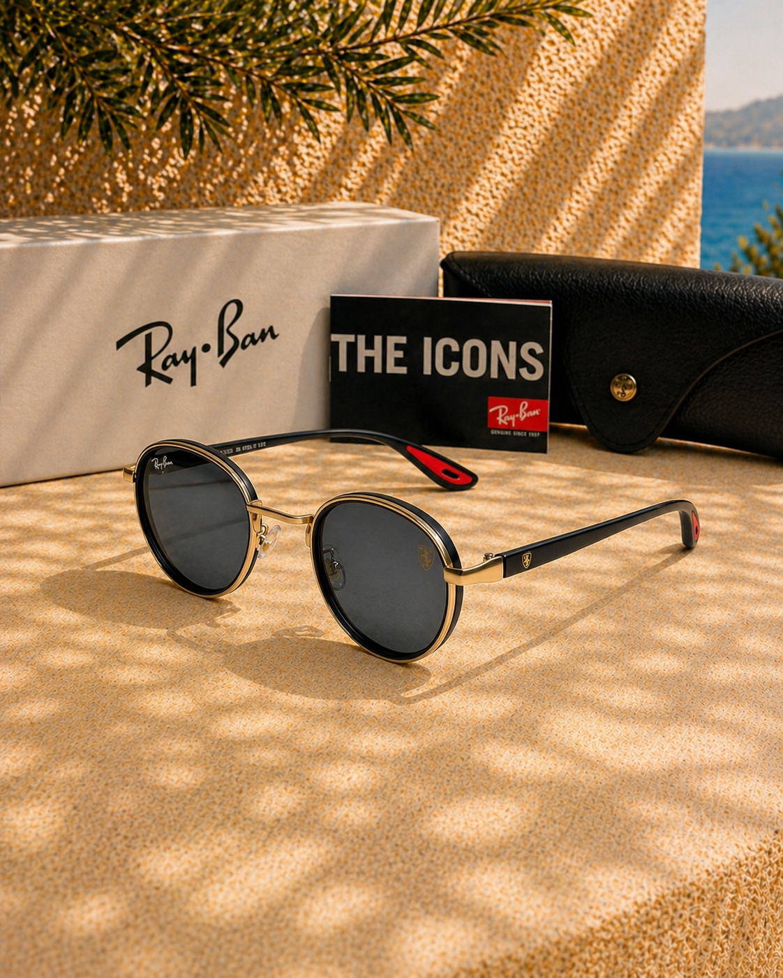 Ray-Ban Scuderia Ferrari Yuvarlak Siyah Unisex Güneş Gözlüğü