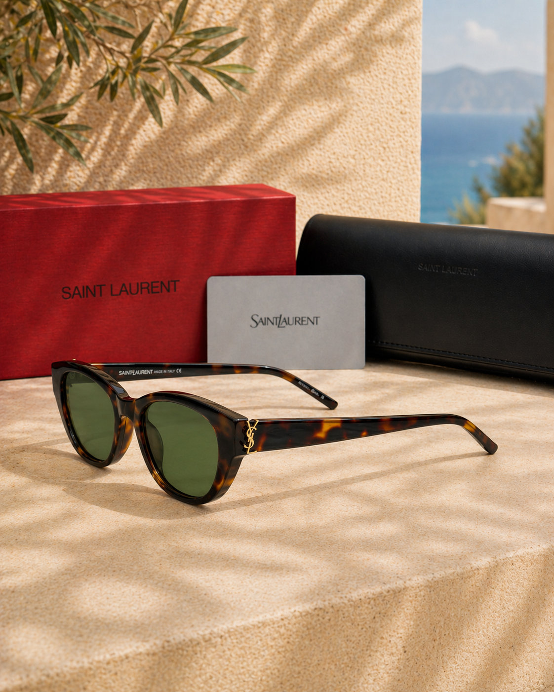 Saint Laurent Saint Laurent SL M115 003 Havana Cat-Eye Kadın Güneş Gözlüğü