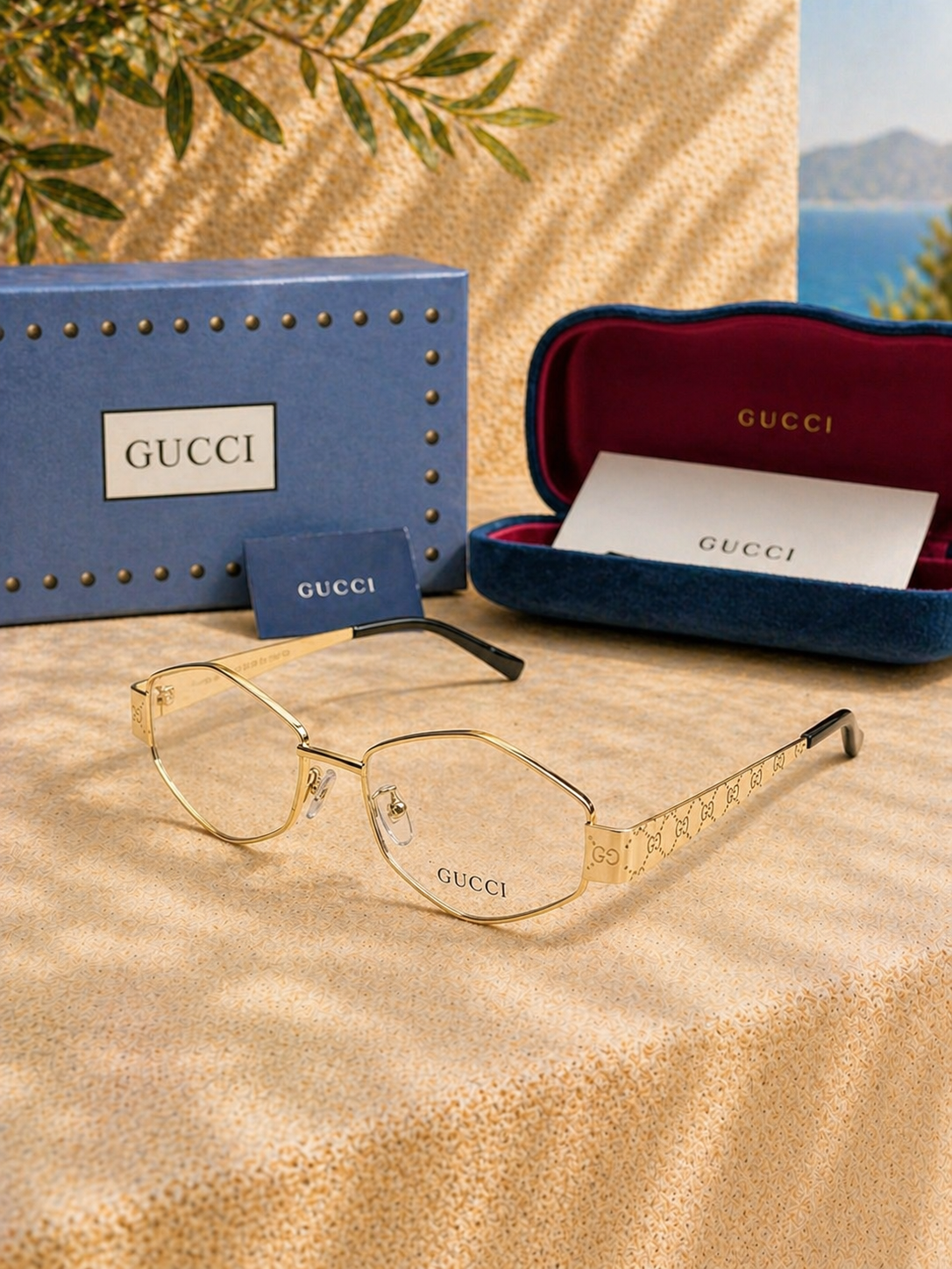 Gucci Gucci GG1853O 001 Cat-Eye Altın Metal Optik Çerçeve