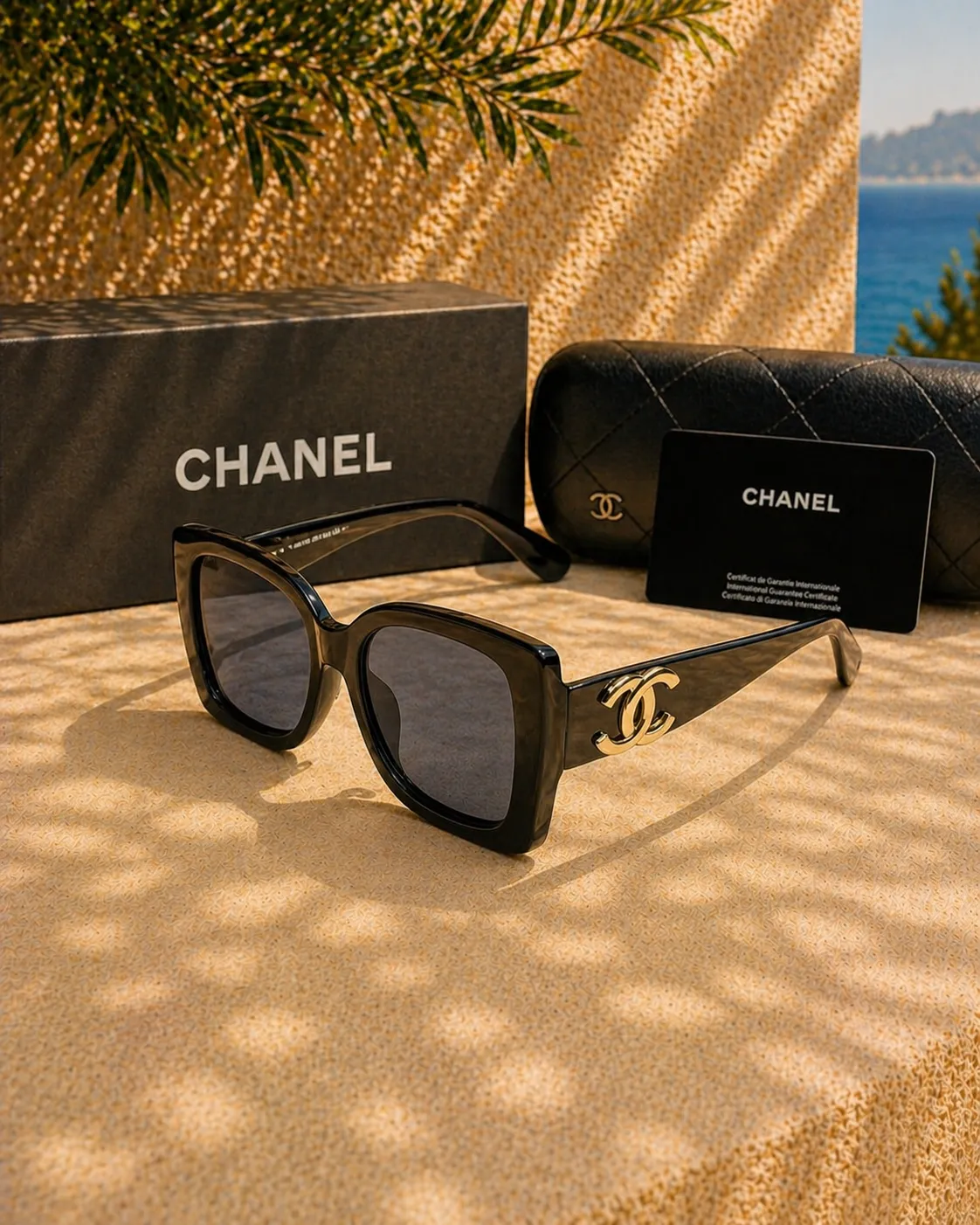 Chanel Chanel Kare Güneş Gözlüğü Siyah Polarize Camlı