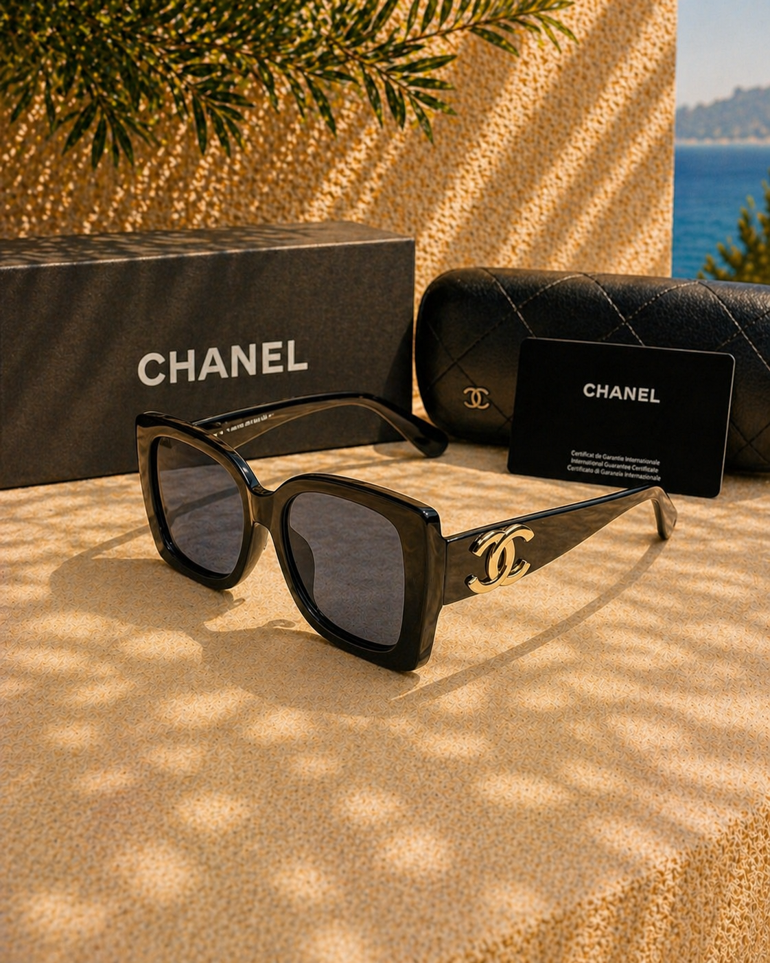 Chanel Chanel Kare Güneş Gözlüğü Siyah Polarize Camlı