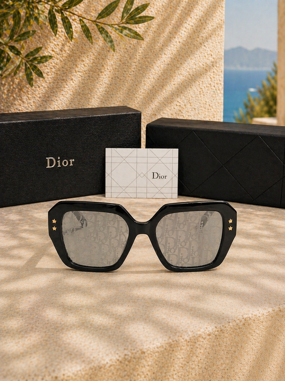 DiorSignature Monogram Detaylı Kare Kadın Güneş Gözlüğü