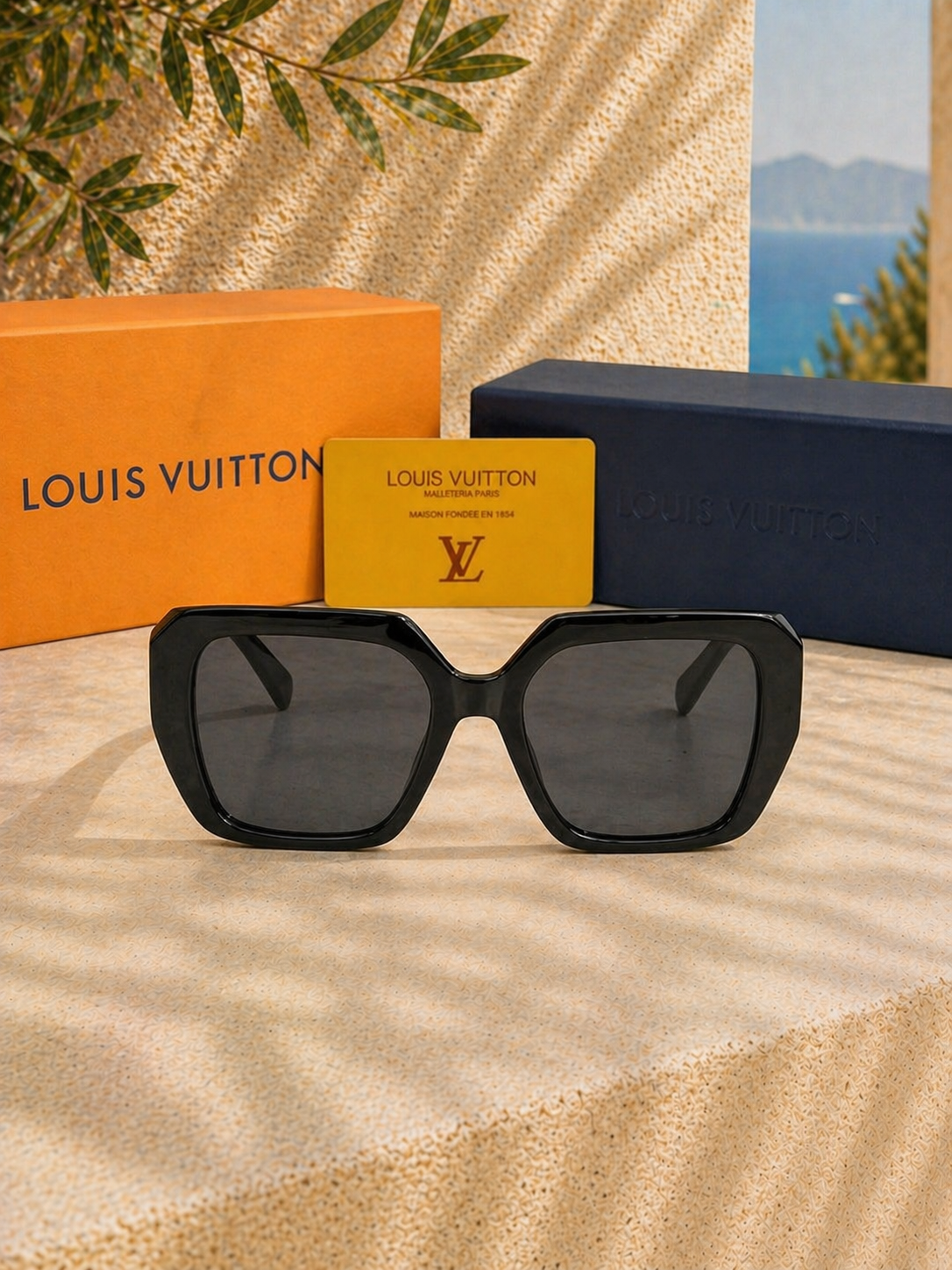 Louis Vuitton LV Initials Logolu Siyah Kare Kadın Güneş Gözlüğü