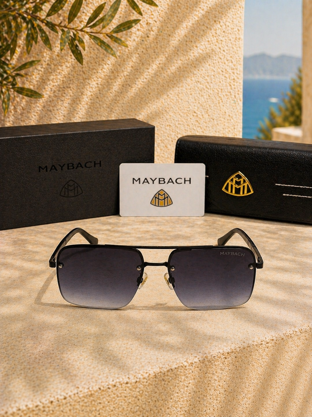 Mybach Maybach Rimless Dikdörtgen Unisex Güneş Gözlüğü