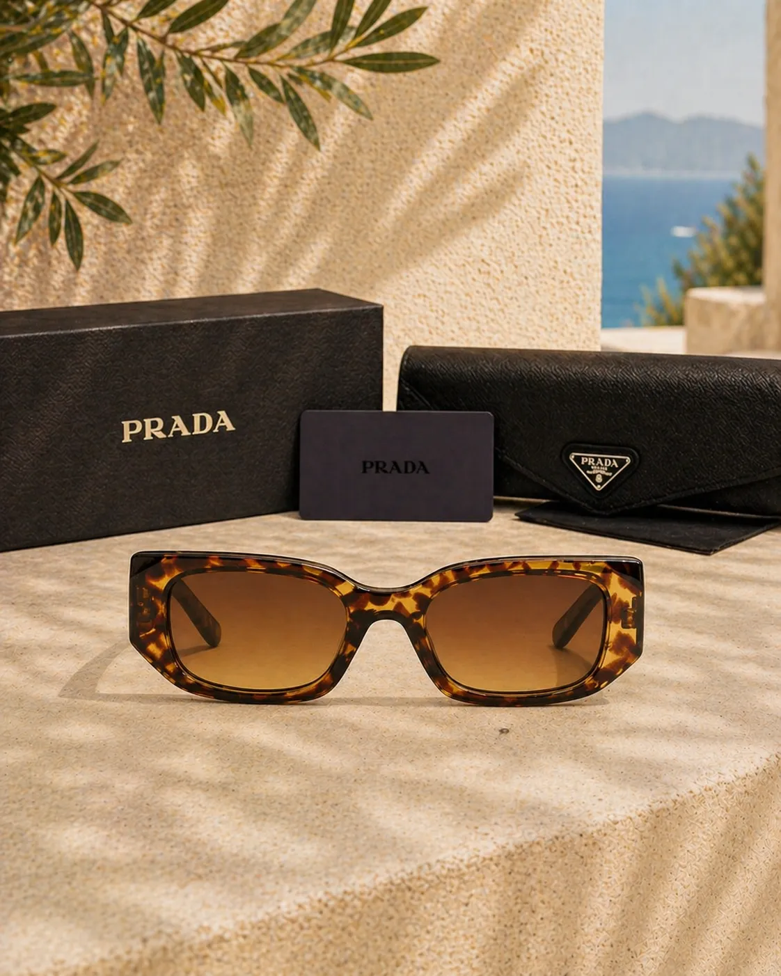 Prada Prada PR 17WS Tortoise Dikdörtgen Kadın Güneş Gözlüğü