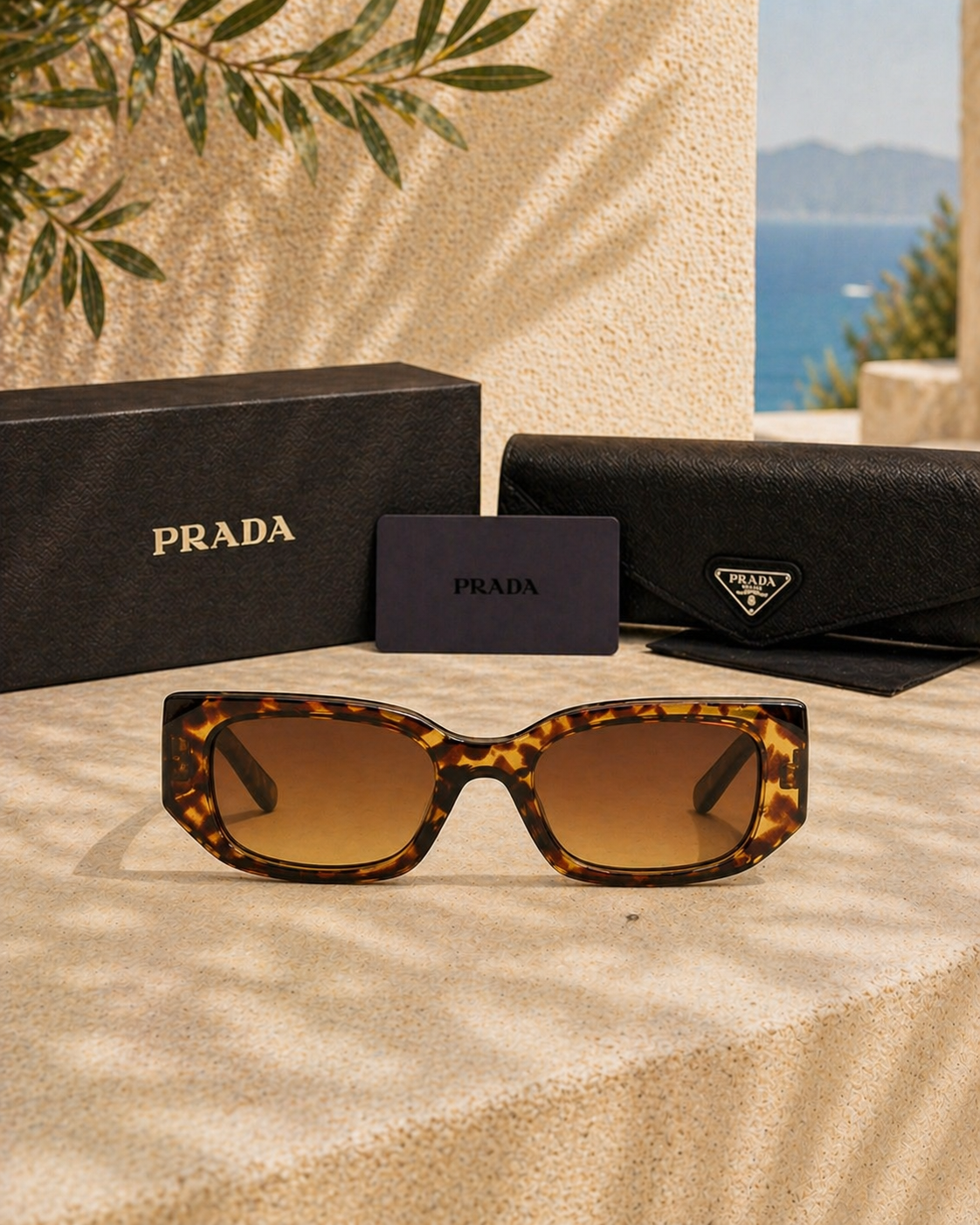 Prada PR 17WS Tortoise Dikdörtgen Kadın Güneş Gözlüğü
