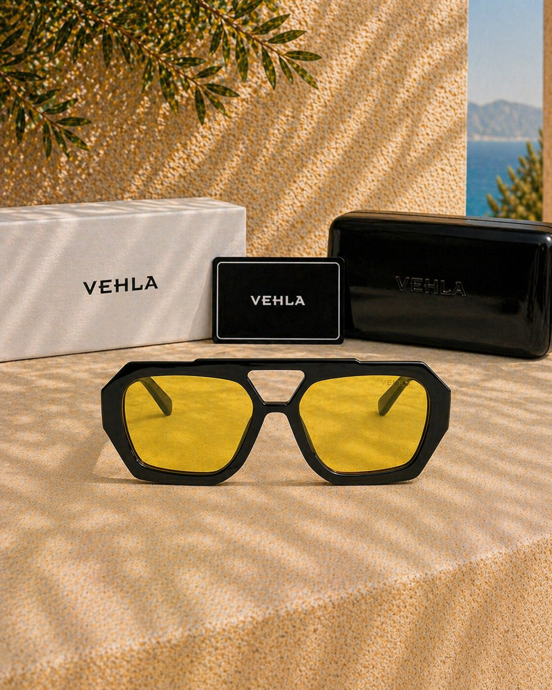 Vehla Vehla River Sarı Camlı Geometrik Unisex Güneş Gözlüğü