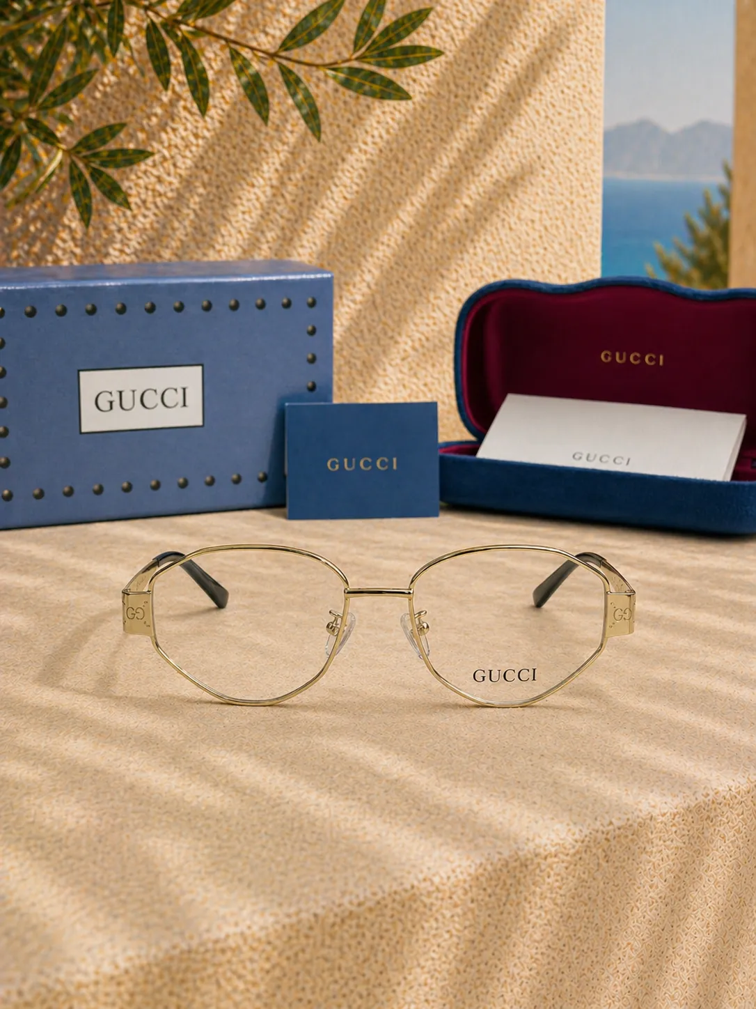 Gucci Gucci GG1853O 001 Cat-Eye Altın Metal Optik Çerçeve