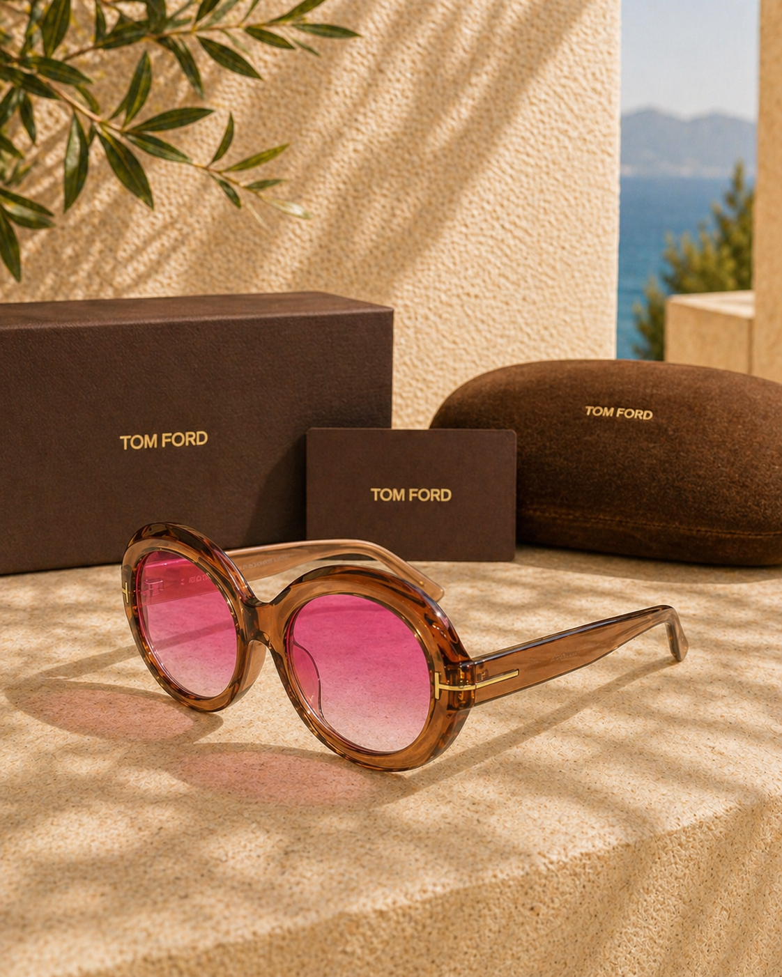 TOM FORD Tom Ford Pembe Degrade Camlı Yuvarlak Kadın Güneş Gözlüğü