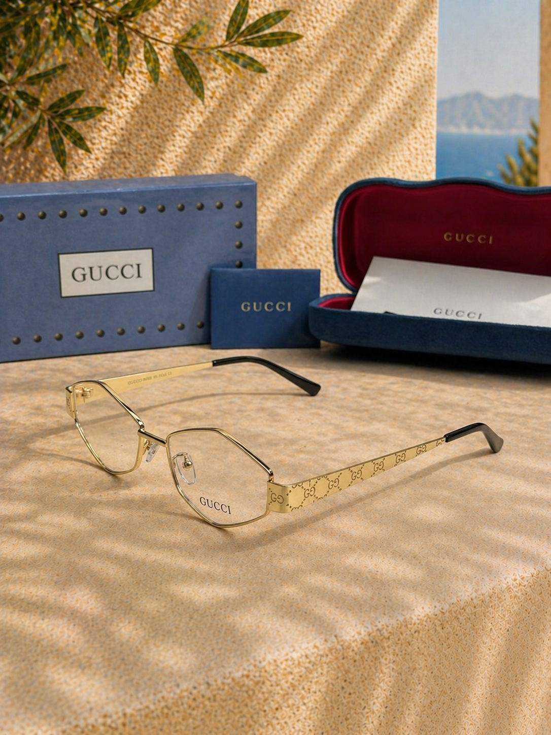 Gucci Gucci GG1853O 001 Cat-Eye Altın Metal Optik Çerçeve