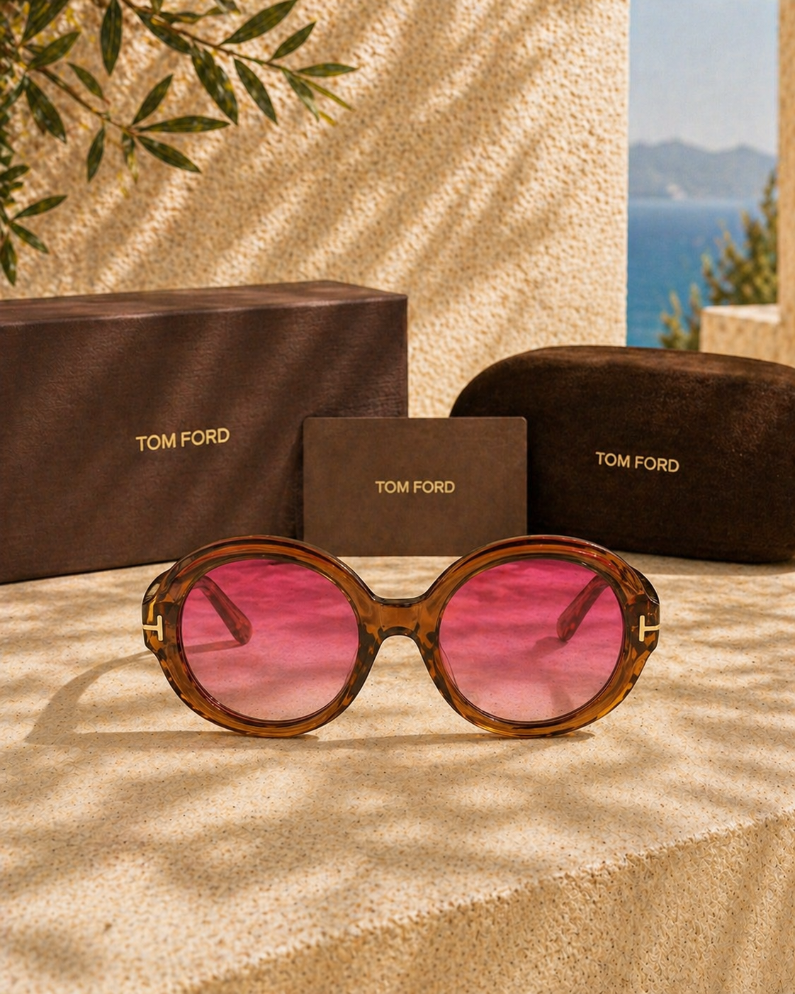 TOM FORD Tom Ford Pembe Degrade Camlı Yuvarlak Kadın Güneş Gözlüğü