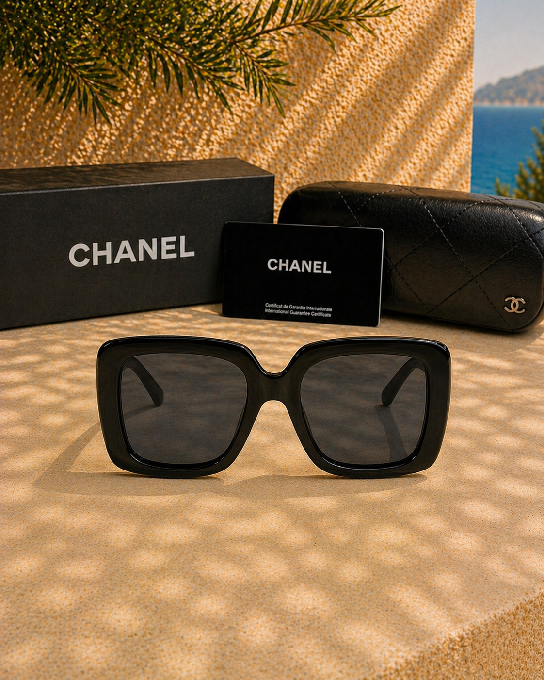 Chanel Chanel İkonik  CC Logolu Siyah Kare Kadın Güneş Gözlüğü