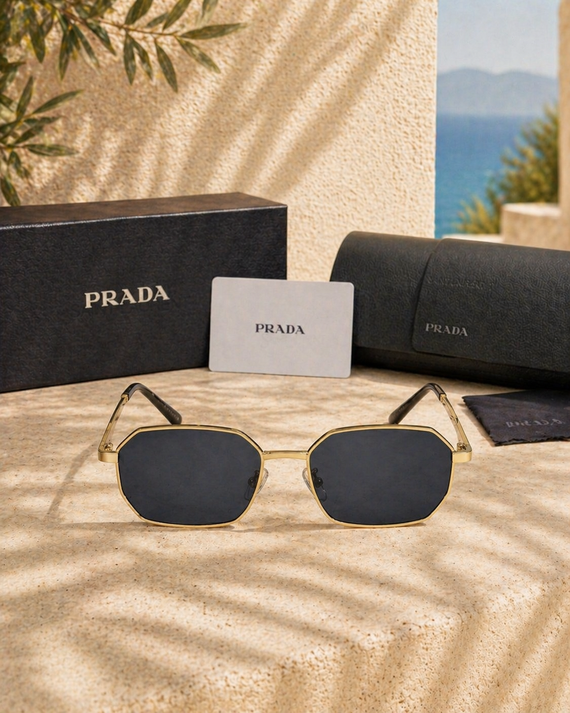 Prada PR A51S Geometrik Metal Unisex Güneş Gözlüğü