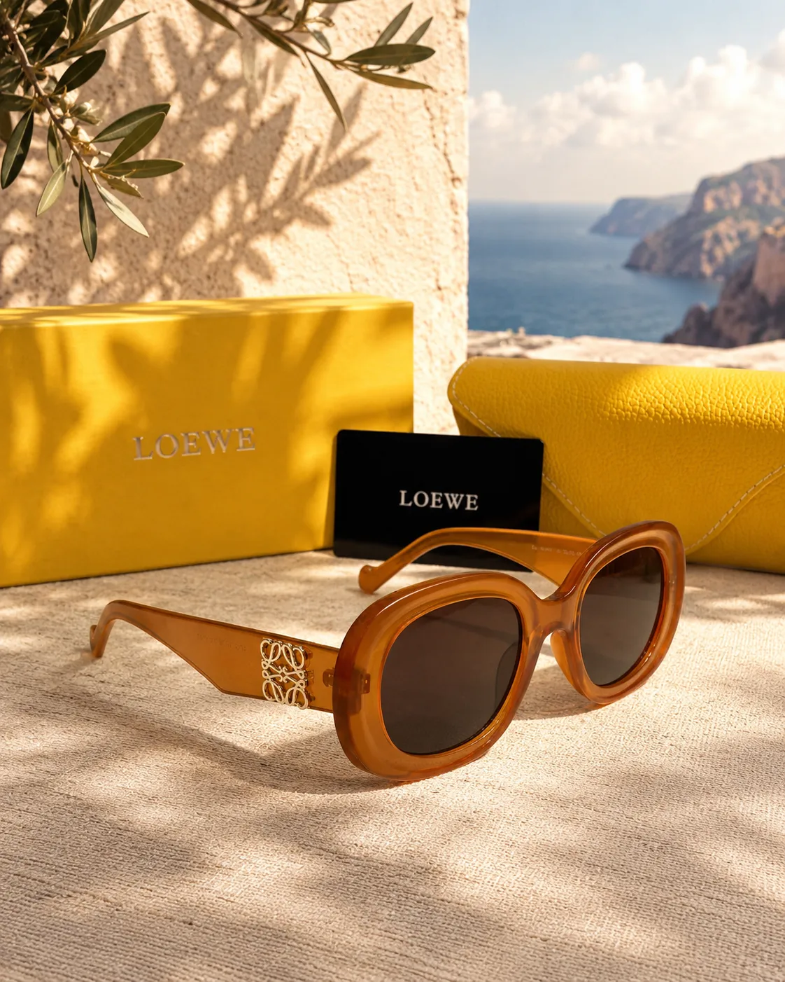 Loewe Loewe Anagram Oval Asetat Kahverengi Güneş Gözlüğü