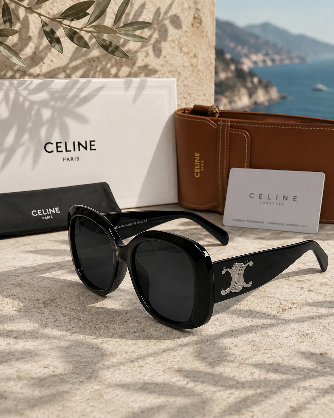 Celine Celine Triomphe Maxi Oval Siyah Kadın Güneş Gözlüğü