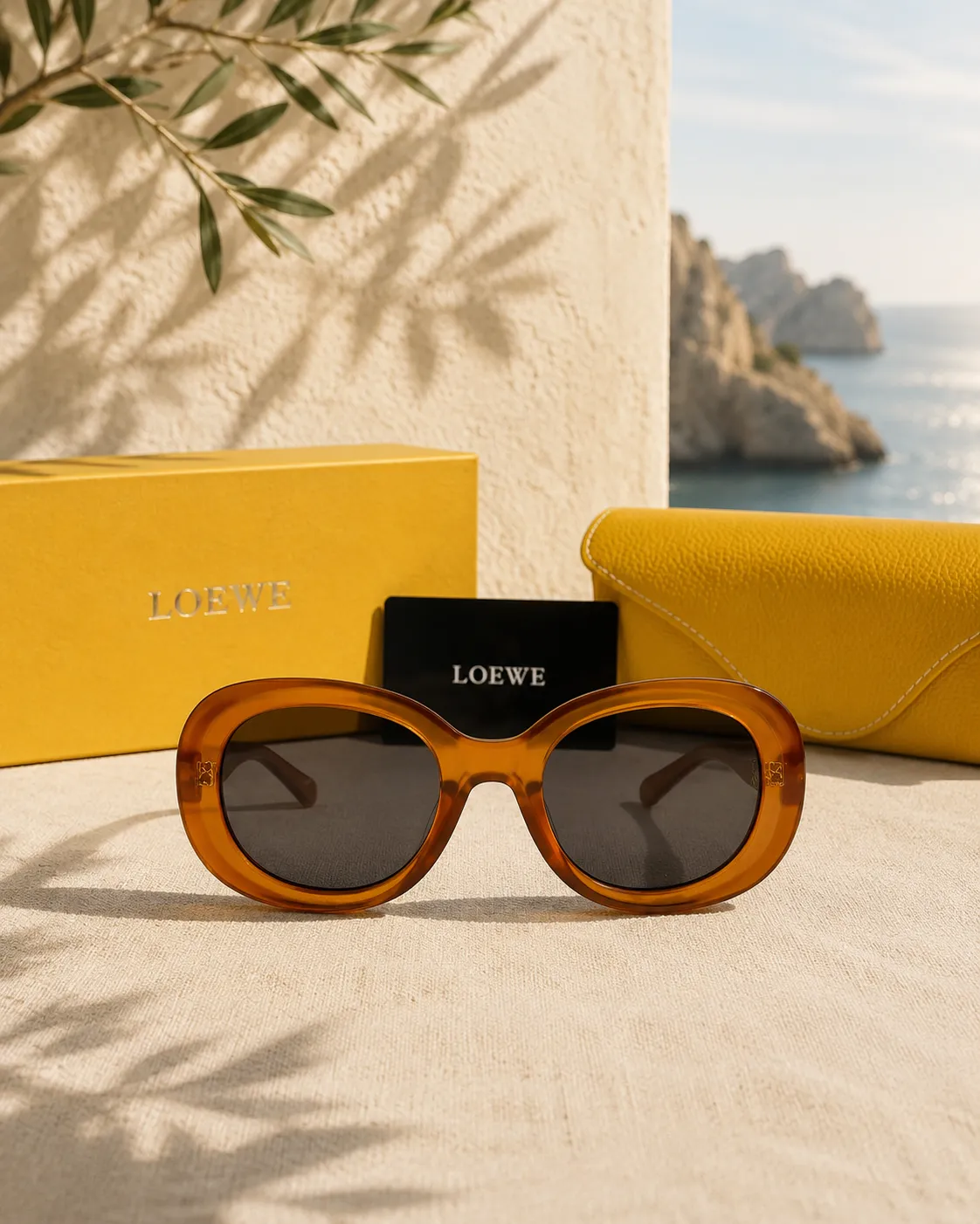 Loewe Loewe Anagram Oval Asetat Kahverengi Güneş Gözlüğü