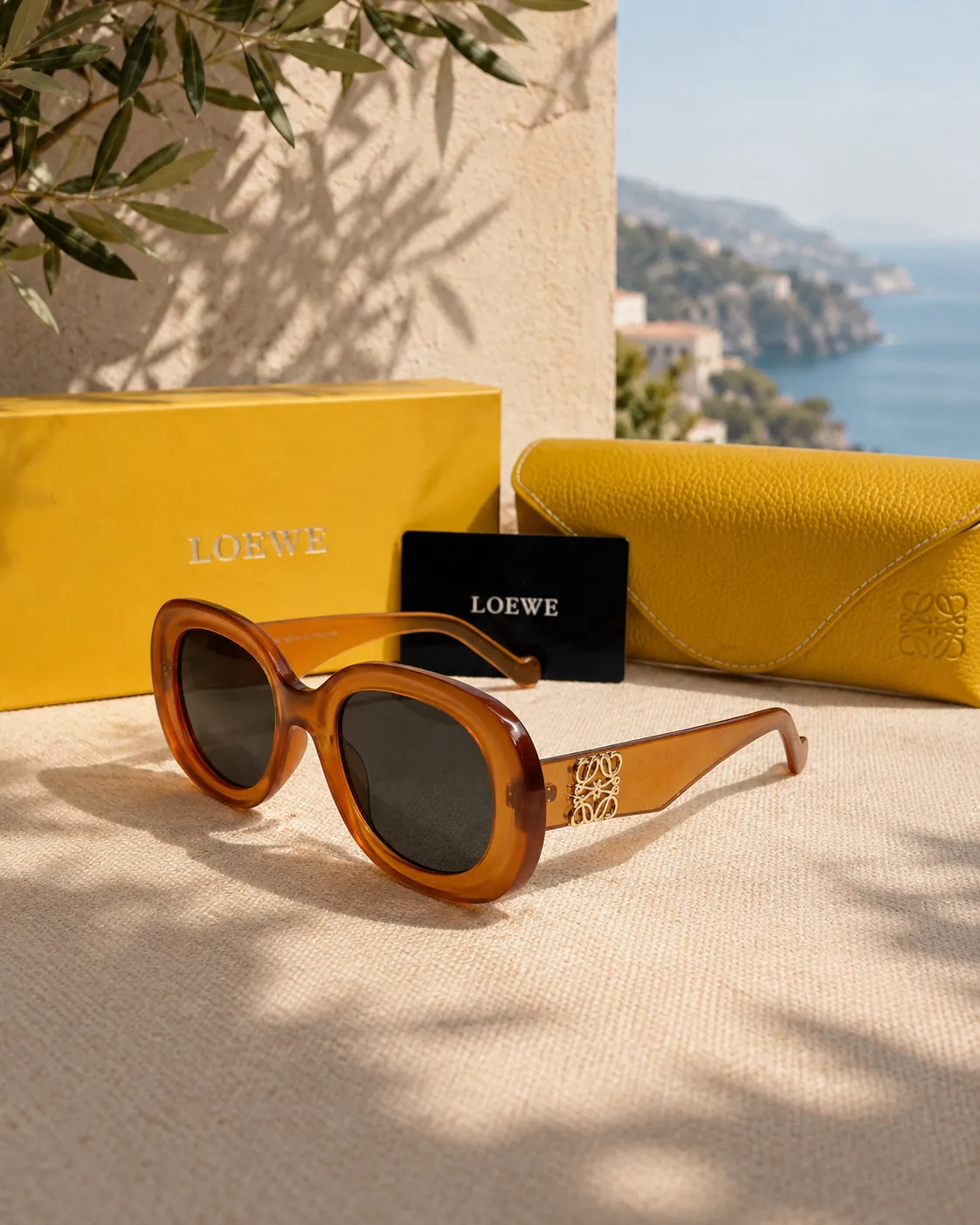 Loewe Loewe Anagram Oval Asetat Kahverengi Güneş Gözlüğü