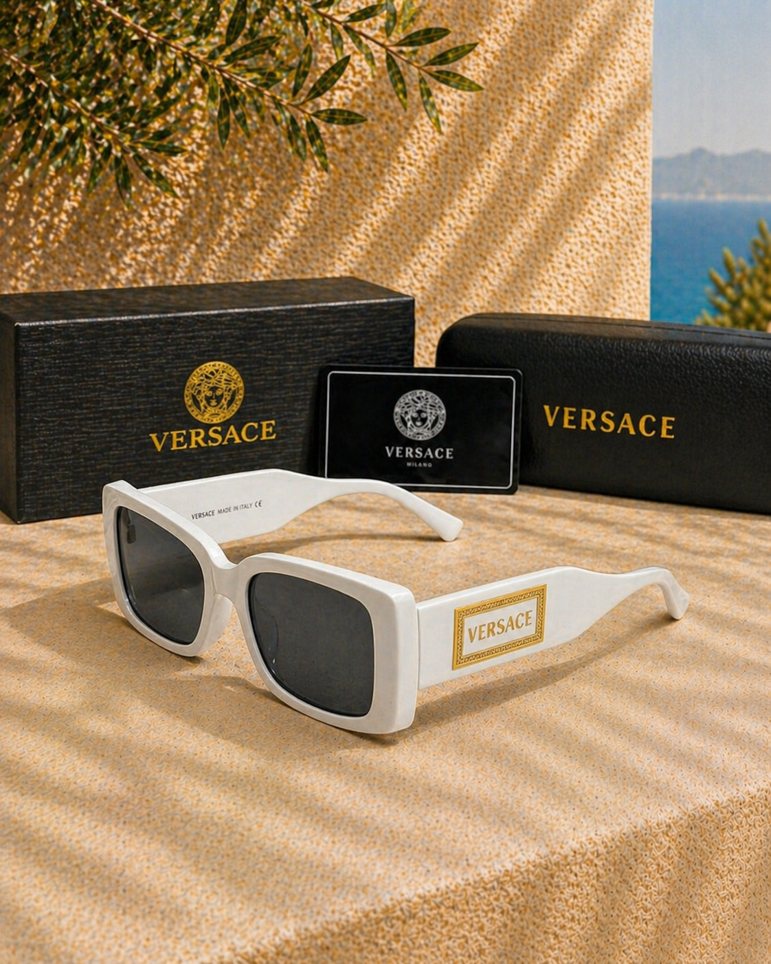 Versace VE4476U 5459/87 Beyaz Dikdörtgen Kadın Güneş Gözlüğü