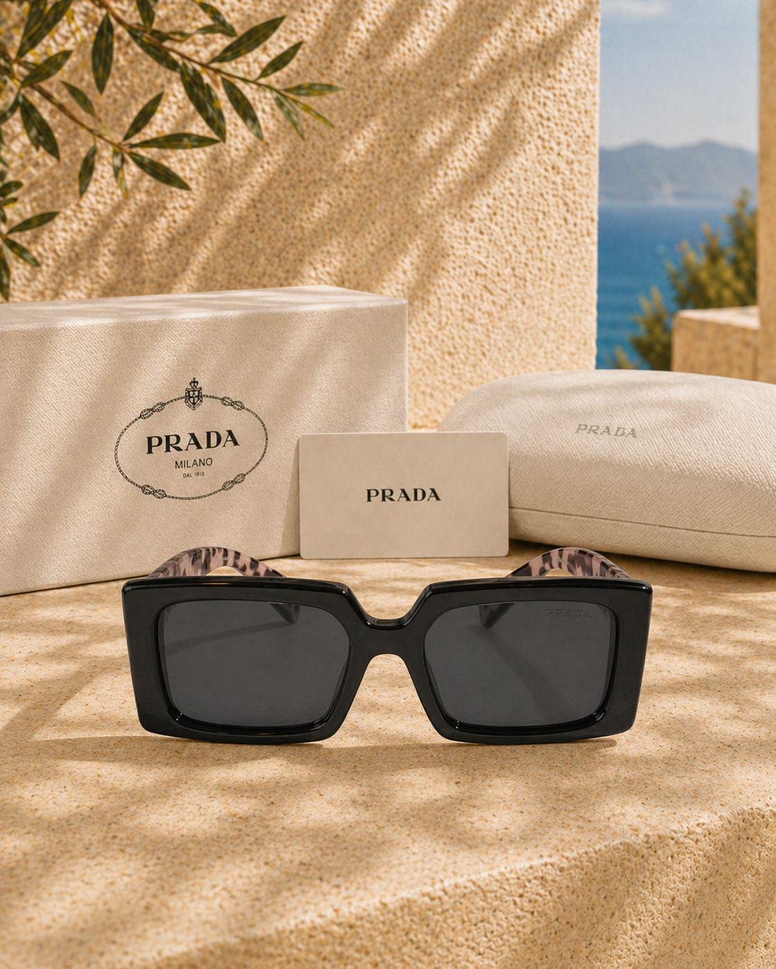 Prada Prada SPR 23Y Kare Asetat Unisex Güneş Gözlüğü