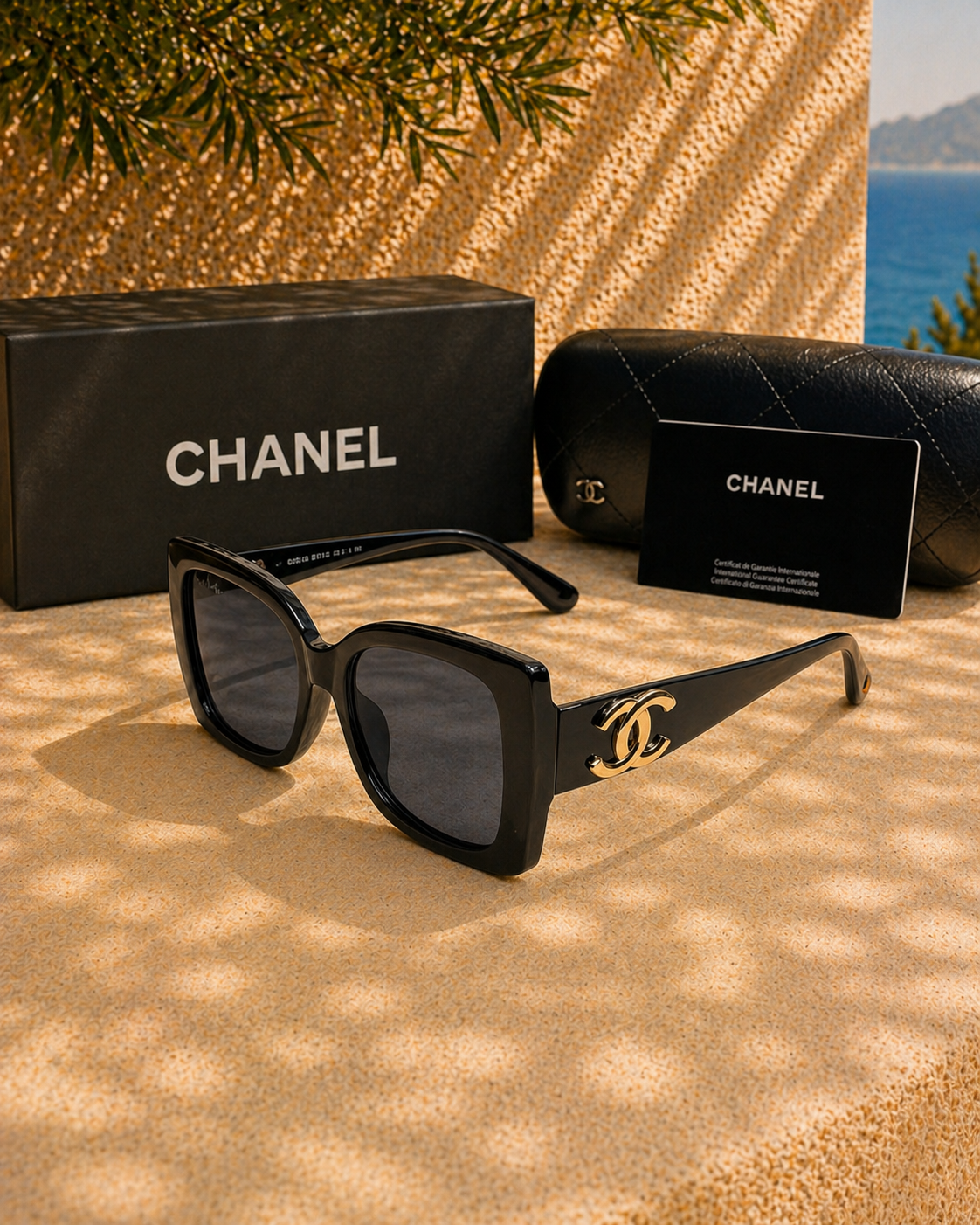 Chanel Chanel Kare Güneş Gözlüğü Siyah Polarize Camlı