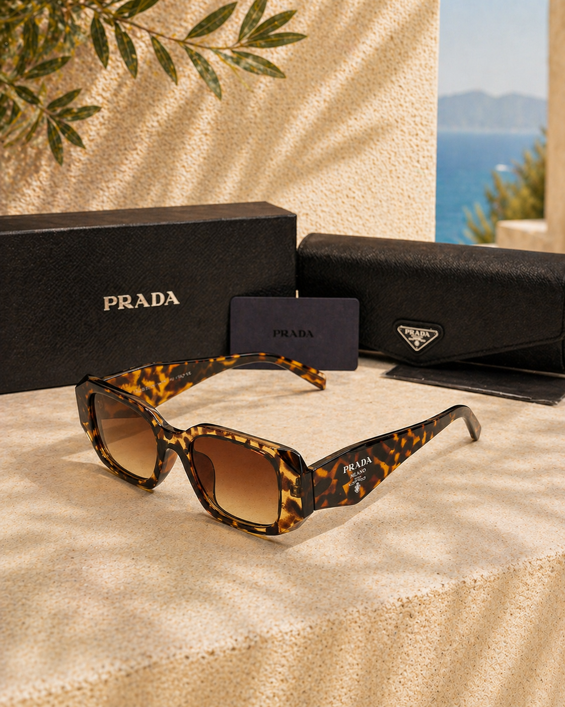 Prada Prada PR 17WS Tortoise Dikdörtgen Kadın Güneş Gözlüğü