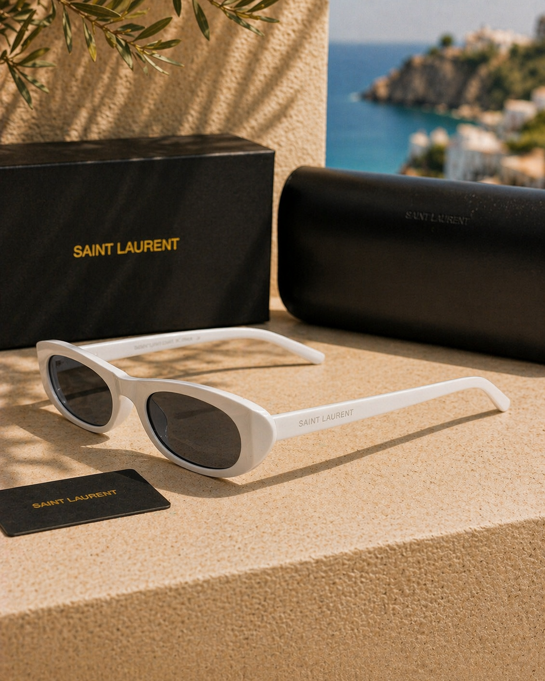 Saint Laurent Saint Laurent SL 557 Shade Beyaz Oval Kadın Güneş Gözlüğü