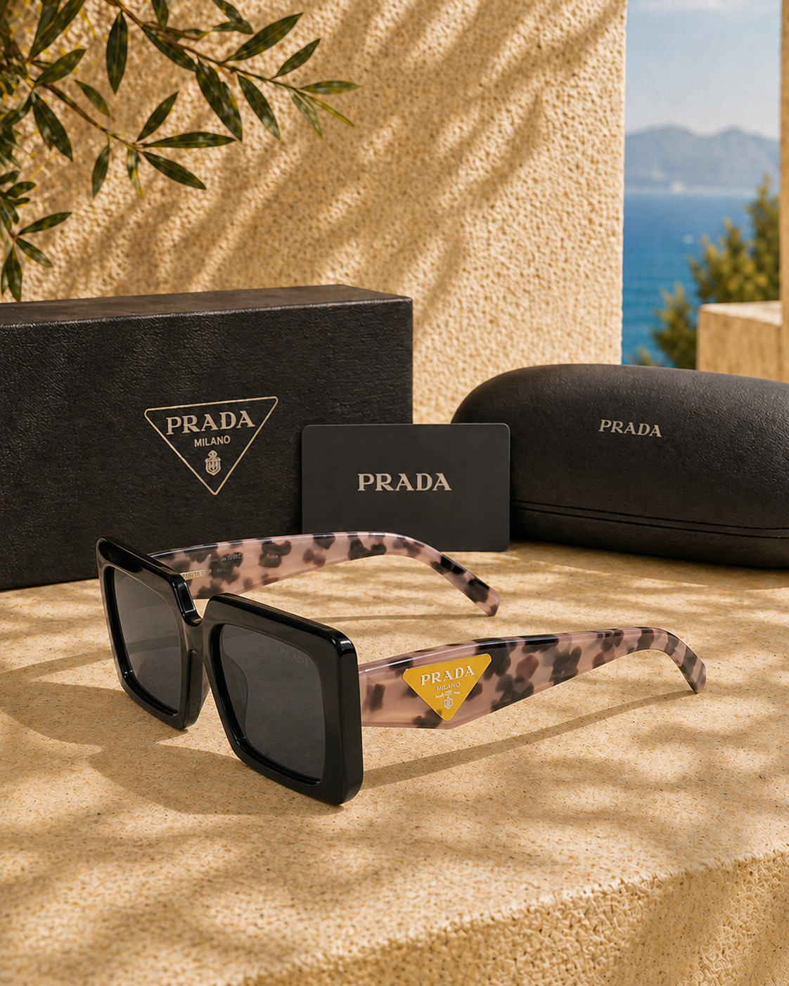 Prada Prada SPR 23Y Kare Asetat Unisex Güneş Gözlüğü
