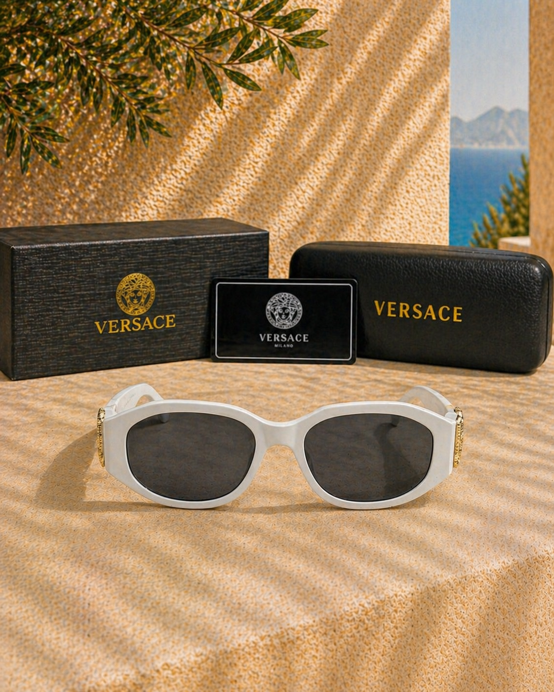 Versace Biggie VE4361 Beyaz Medusa Logolu Unisex Güneş Gözlüğü