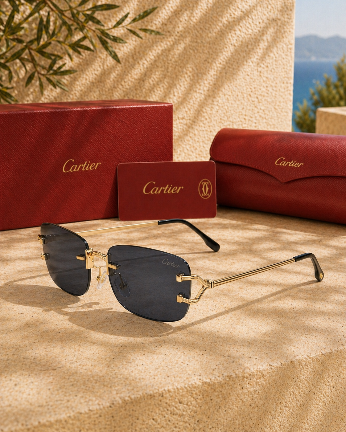 Cartier Cartier C de Cartier Rimless Geometrik Unisex Güneş Gözlüğü