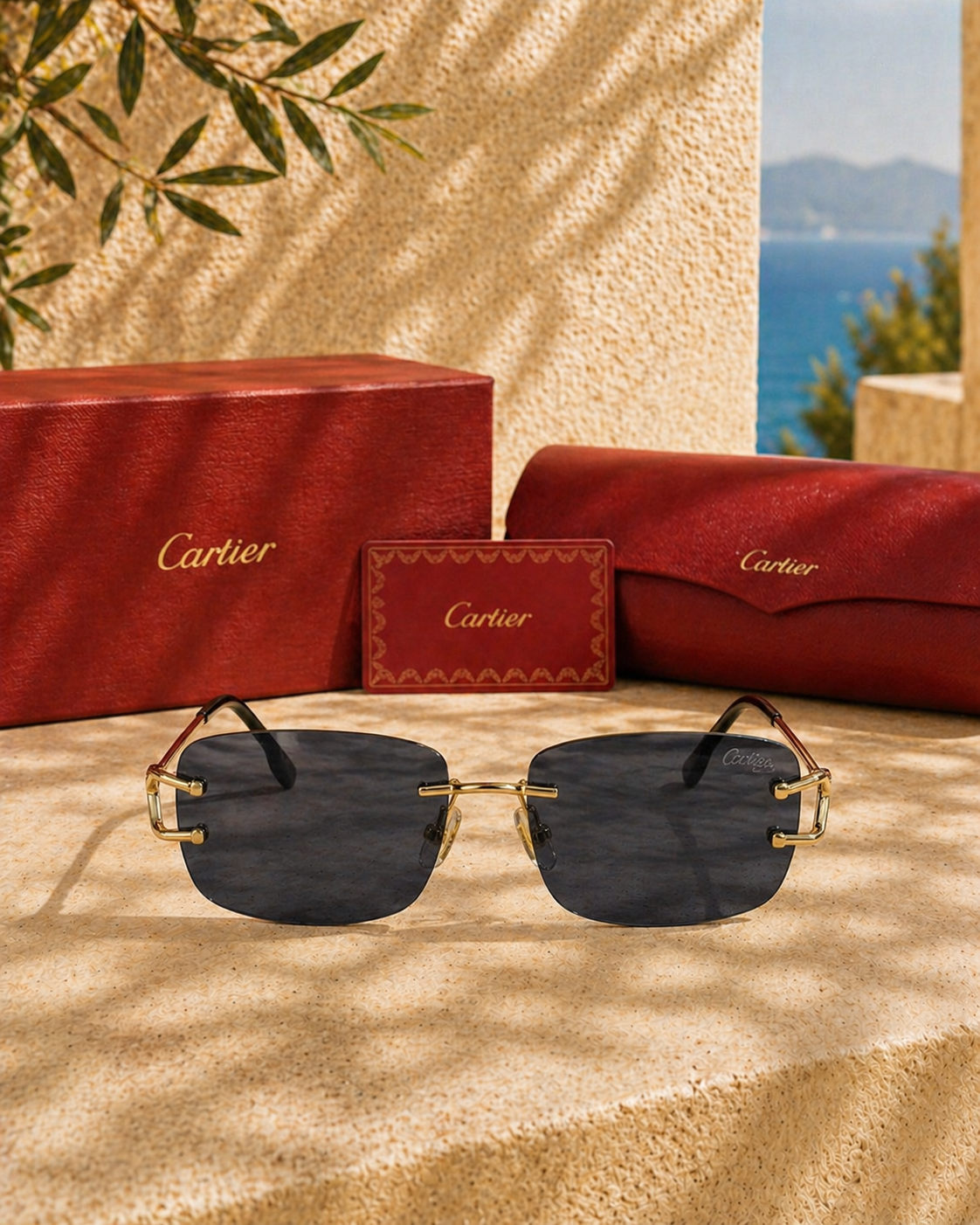 Cartier C de Cartier Rimless Geometrik Unisex Güneş Gözlüğü