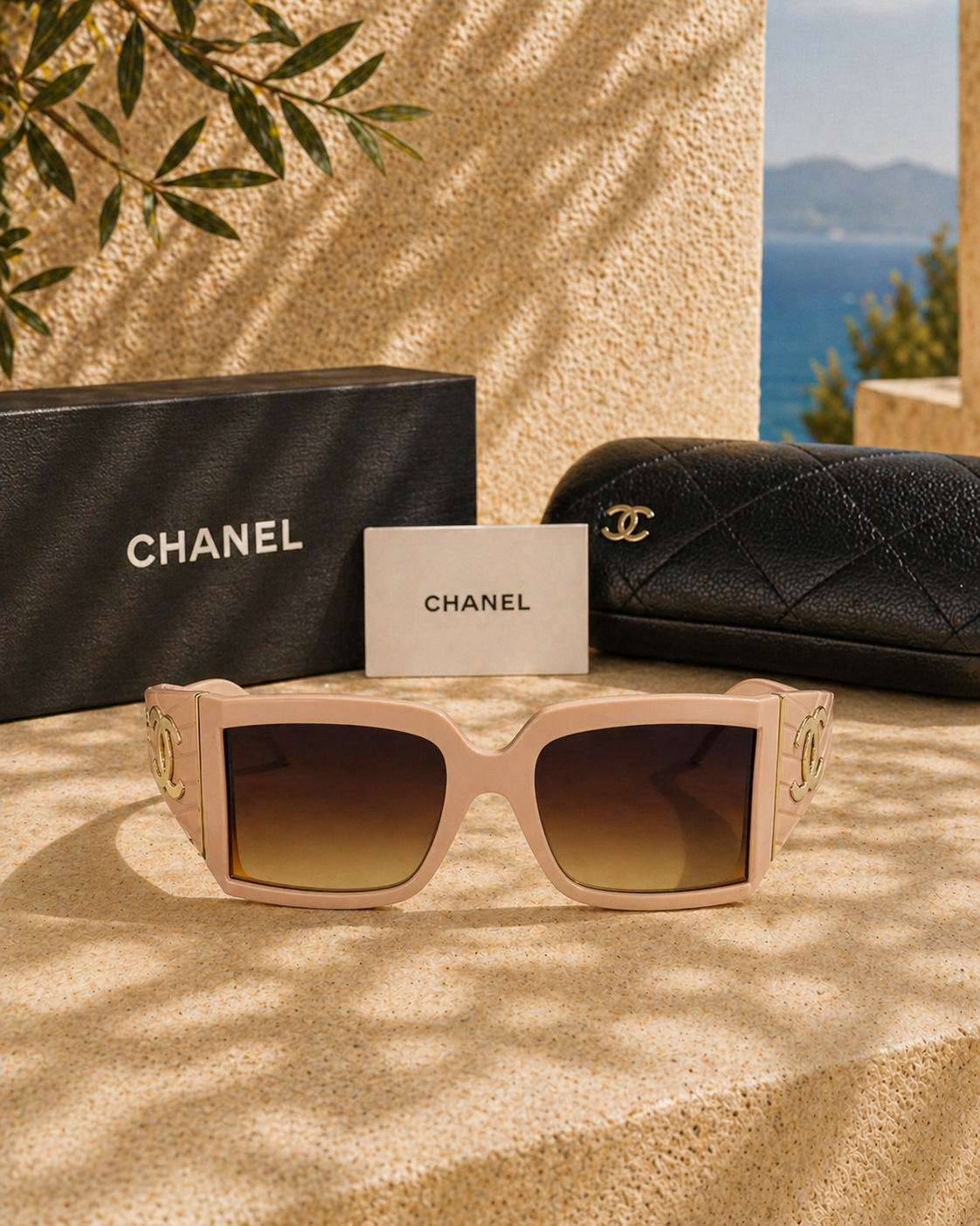 Chanel Chanel Kapitone Sap Detaylı Oversized Kare Kadın Güneş Gözlüğü